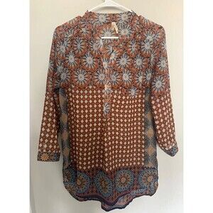 Truth Geometric Top, Roll Sleeves, Multicolor, Size M